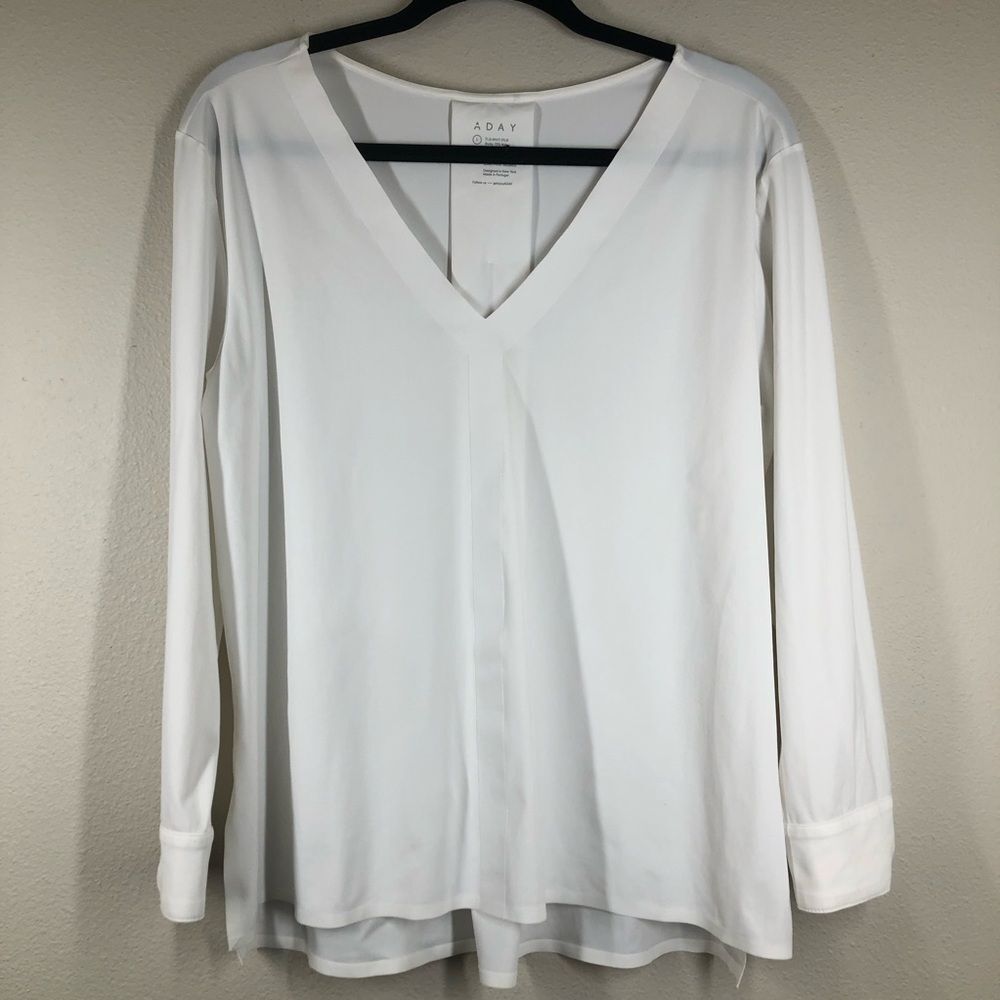 ADAY Something Tailored Shirt Minimalist Quiet Luxury Women's Dress Shirt Large